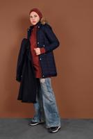 Vêtements hijab BLEU MARINE CABAN REMBOURRÉ À CAPUCHE 3030