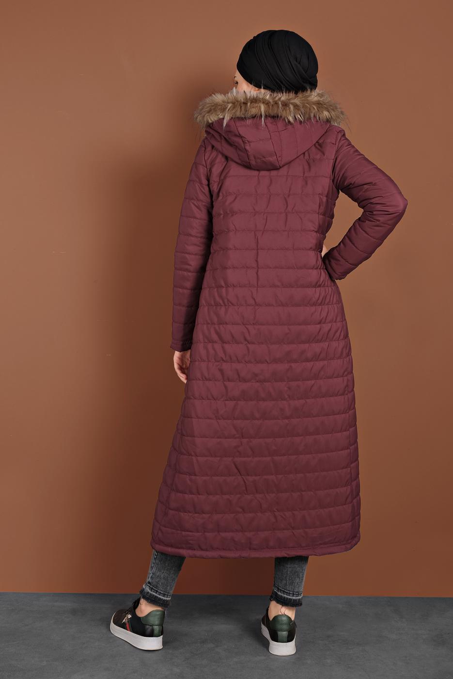 Vêtements hijab ROUGE BORDEAUX CABAN REMBOURRÉ ZIPPÉ 3102 