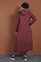 Hijab clothing CLARET RED ZIPPED PUFFER COAT 3102 