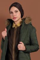 Tesettür giyim HAKİ FERMUARLI ŞİŞME MONT 3102