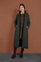 Tesettür giyim HAKİ FERMUARLI ŞİŞME MONT 3102