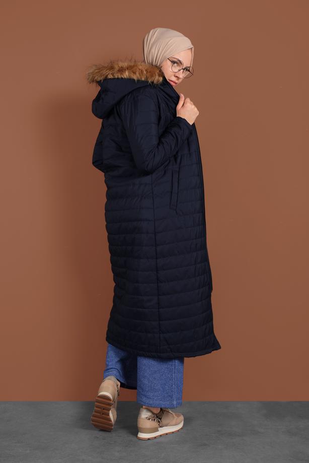 Tesettür giyim  FERMUARLI ŞİŞME MONT 3102 - TRENDTESETTÜR