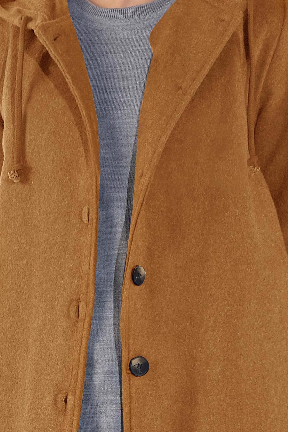 Tesettür giyim TURUNCU DÜĞMELİ KAPÜŞONLU KAŞE KABAN 3945 