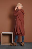 Tesettür giyim KAHVE DÜĞMELİ KAPÜŞONLU KAŞE KABAN 3945 