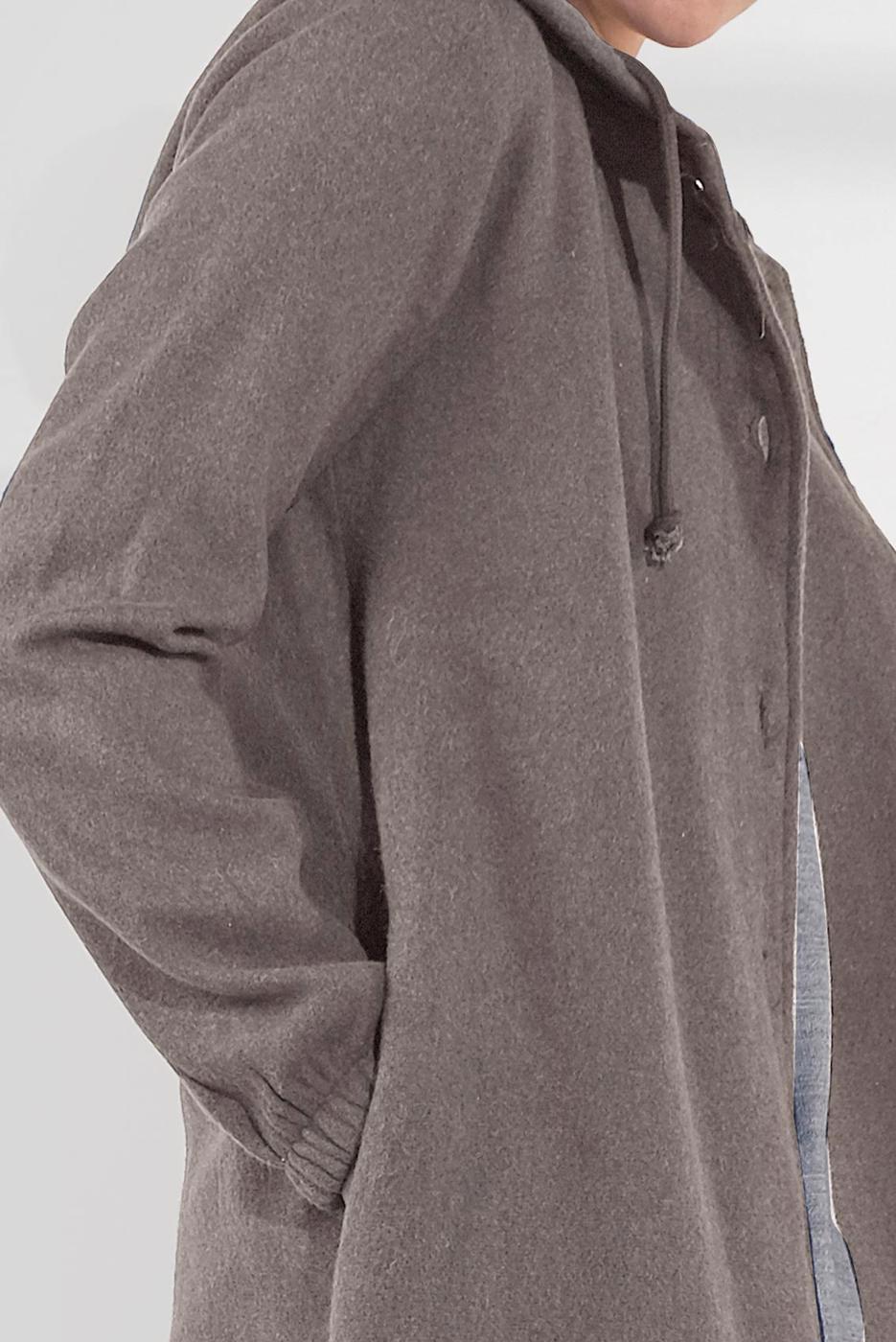 Tesettür giyim VİZON DÜĞMELİ KAPÜŞONLU KAŞE KABAN 3945 