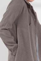 Tesettür giyim VİZON DÜĞMELİ KAPÜŞONLU KAŞE KABAN 3945 