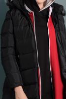 Hijab clothing BLACK HOODED PUFFER COAT 4021 