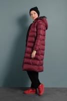 Hijab clothing CLARET RED HOODED PUFFER COAT 4021 