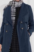 Tesettür giyim MAVİ BELİ BÜZGÜLÜ DÜĞMELİ KAŞE KABAN 4945 