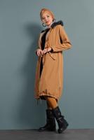 Hijab clothing ORANGE WAIST-SHIRRED HOODED COAT  T 5021