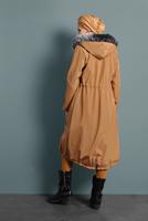Hijab clothing ORANGE WAIST-SHIRRED HOODED COAT  T 5021