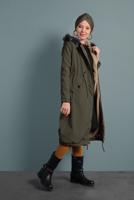 Hijab clothing KHAKI WAIST-SHIRRED HOODED COAT  T 5021