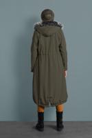 Hijab clothing KHAKI WAIST-SHIRRED HOODED COAT  T 5021