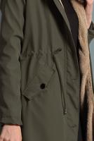 Hijab clothing KHAKI WAIST-SHIRRED HOODED COAT  T 5021