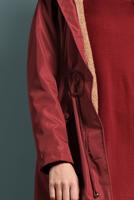 Hijab clothing BROWN WAIST-SHIRRED HOODED COAT  T 5021