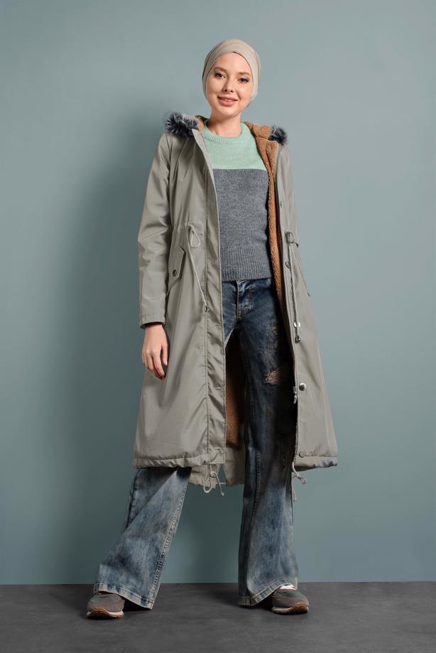 Vêtements hijab  WAIST-SHIRRED HOODED COAT  T 5021 - TRENDTESETTÜR