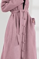 Tesettür giyim PUDRA BELİ KUŞAKLI PAMUKLU KABAN 5055