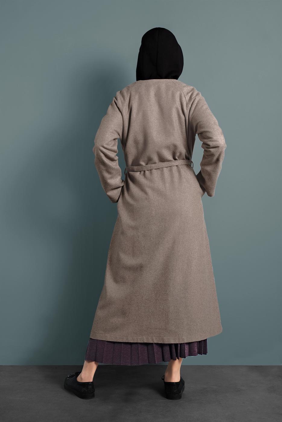 Vêtements hijab VISON MANTEAU DE FOURRURE EN COTON AVEC CEINTURE 5055 