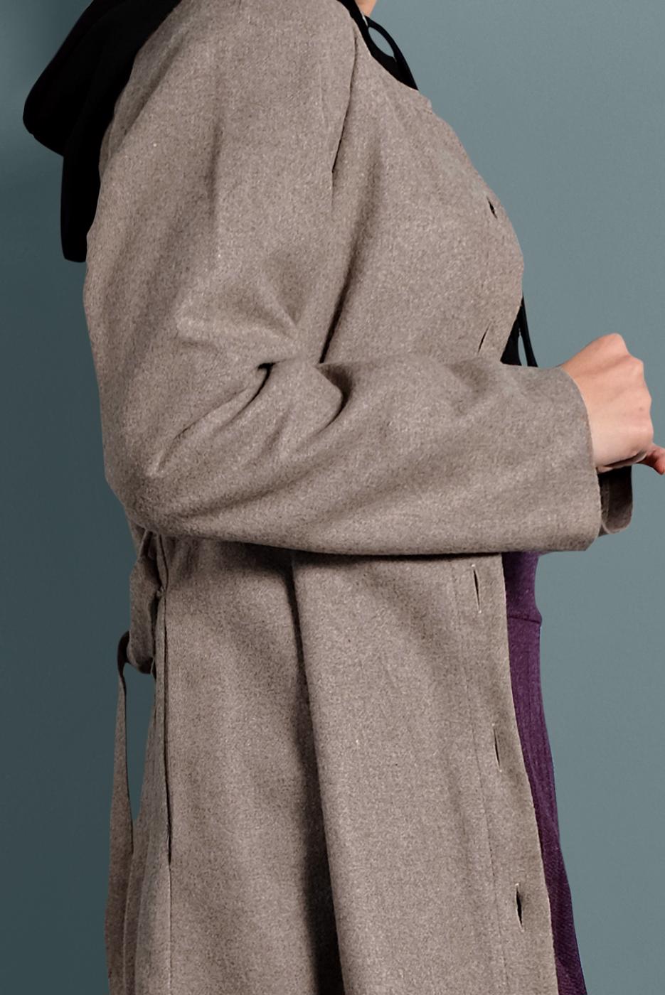 Vêtements hijab VISON MANTEAU DE FOURRURE EN COTON AVEC CEINTURE 5055 