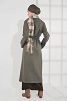 Tesettür giyim VİZON BELİ KUŞAKLI PAMUKLU KABAN 5055
