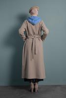 Tesettür giyim VİZON BELDEN KUŞAKLI PAMUKLU KAŞE KABAN  5945  
