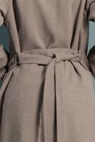 Tesettür giyim VİZON BELDEN KUŞAKLI PAMUKLU KAŞE KABAN  5945  