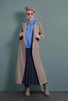 Tesettür giyim VİZON BELDEN KUŞAKLI PAMUKLU KAŞE KABAN  5945  