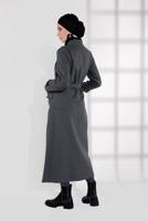 Hijab clothing GREY BELTED COTTON PEACOAT 5945  