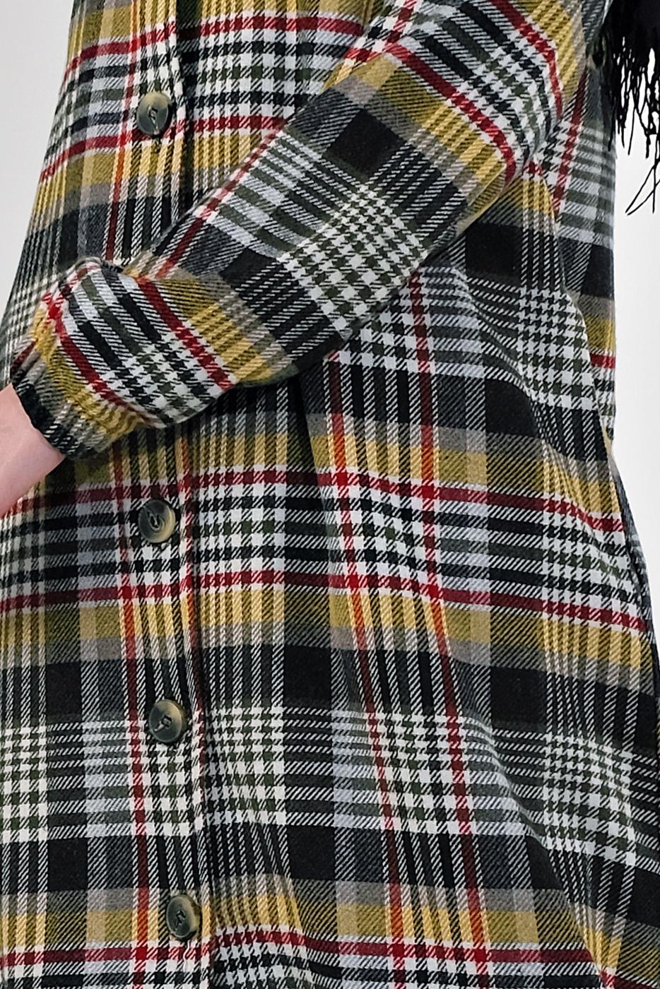 Tesettür giyim HAKİ EKOSELİ UCU LASTİKLİ KAPÜŞONLU KABAN 7055