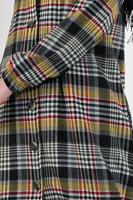 Tesettür giyim HAKİ EKOSELİ UCU LASTİKLİ KAPÜŞONLU KABAN 7055