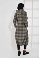 Tesettür giyim VİZON EKOSELİ UCU LASTİKLİ KAPÜŞONLU KABAN 7055