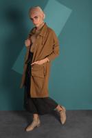 Tesettür giyim TABA BAĞCIK DETAYLI DÜĞMELİ  KABAN 7638