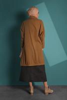 Tesettür giyim TABA BAĞCIK DETAYLI DÜĞMELİ  KABAN 7638