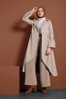 Vêtements hijab BEIGE MANTEAU À ASYMÉTRIQUE AVEC MANCHES À LARGE 7705 