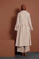 Vêtements hijab BEIGE MANTEAU À ASYMÉTRIQUE AVEC MANCHES À LARGE 7705 