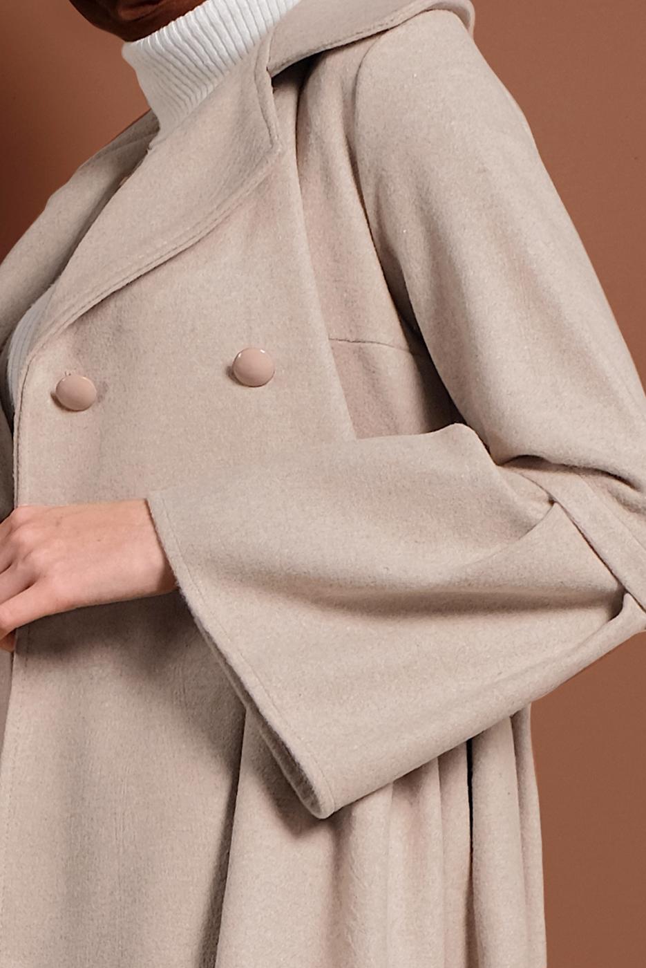 Vêtements hijab BEIGE MANTEAU À ASYMÉTRIQUE AVEC MANCHES À LARGE 7705 