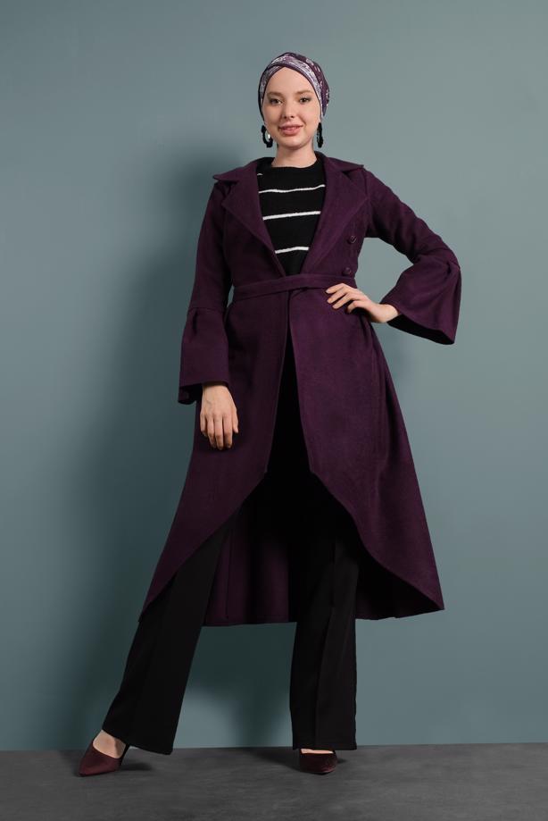 Vêtements hijab  ASYMMETRIC-CUT WIDE-SLEEVED COAT 7705  - TRENDTESETTÜR