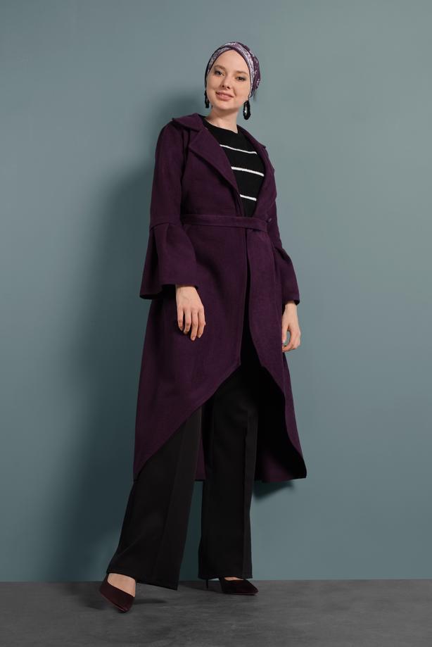 Vêtements hijab  ASYMMETRIC-CUT WIDE-SLEEVED COAT 7705  - TRENDTESETTÜR
