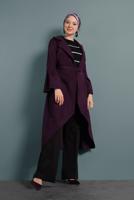 Vêtements hijab POURPRE MANTEAU À ASYMÉTRIQUE AVEC MANCHES À LARGE 7705 
