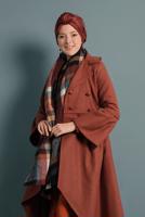 Vêtements hijab BRUN MANTEAU À ASYMÉTRIQUE AVEC MANCHES À LARGE 7705 