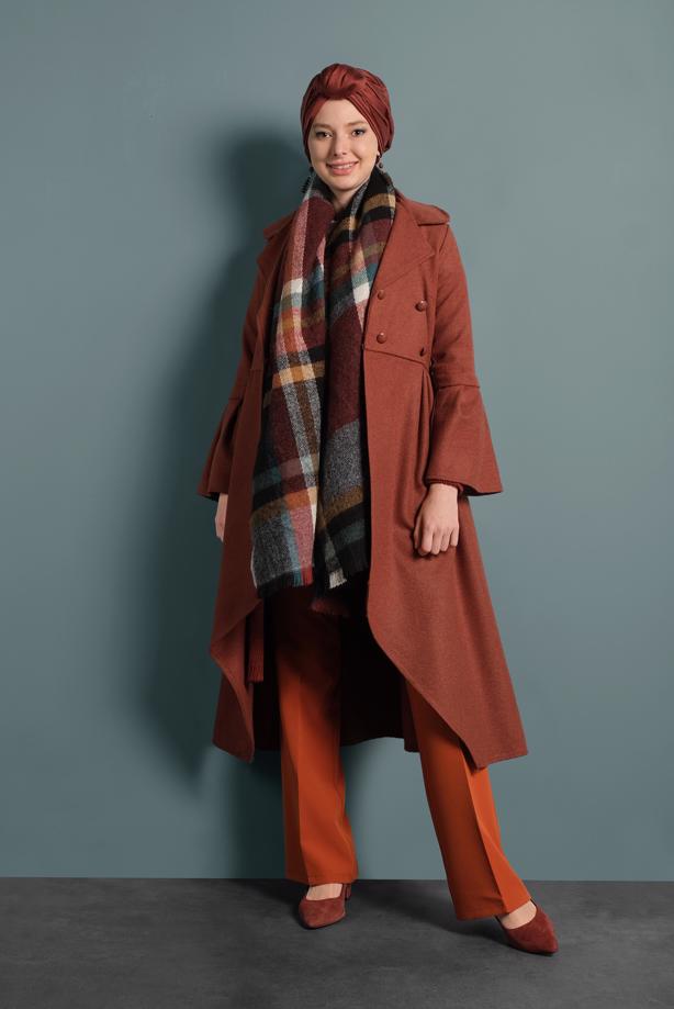 Vêtements hijab  ASYMMETRIC-CUT WIDE-SLEEVED COAT 7705  - TRENDTESETTÜR