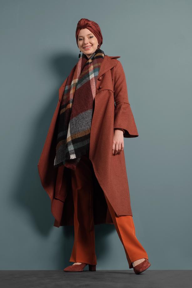 Vêtements hijab  ASYMMETRIC-CUT WIDE-SLEEVED COAT 7705  - TRENDTESETTÜR