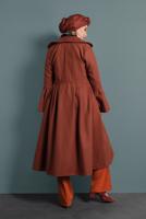 Vêtements hijab BRUN MANTEAU À ASYMÉTRIQUE AVEC MANCHES À LARGE 7705 