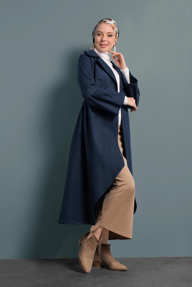Vêtements hijab  ASYMMETRIC-CUT WIDE-SLEEVED COAT 7705  - TRENDTESETTÜR