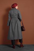 Vêtements hijab GRIS MANTEAU À ASYMÉTRIQUE AVEC MANCHES À LARGE 7705 