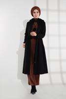 Tesettür giyim SİYAH FERMUARLI KAŞE KABAN 8305