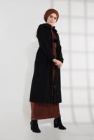 Tesettür giyim SİYAH FERMUARLI KAŞE KABAN 8305