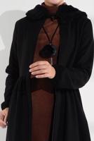 Vêtements hijab NOIR MANTEAU À ZIP CACHÉ 8305
