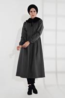 Tesettür giyim GRİ FERMUARLI KAŞE KABAN 8305