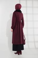 Vêtements hijab ROUGE BORDEAUX MANTEAU À ZIP CACHÉ 8305